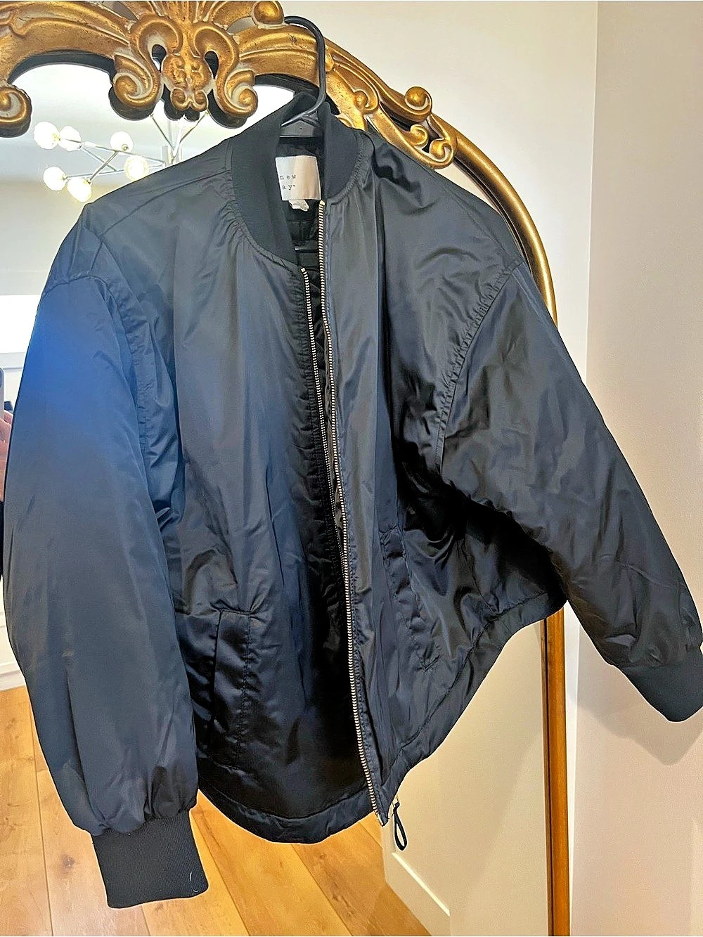 A New Day Full Zip Cropped Bomber Jacket Black